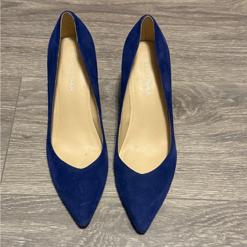 Marc Fisher Blue Heels Suede Elegance